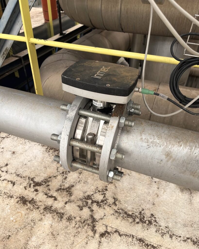 Inmec P4 sensor on a sugar process pipeline